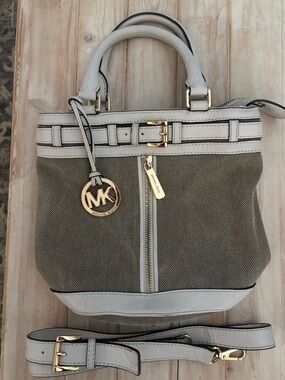 Michael Kors Retired Kingsbury Buckey Canvas/leather Crossbody